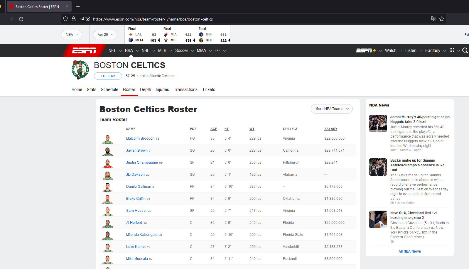 ESPN Roster